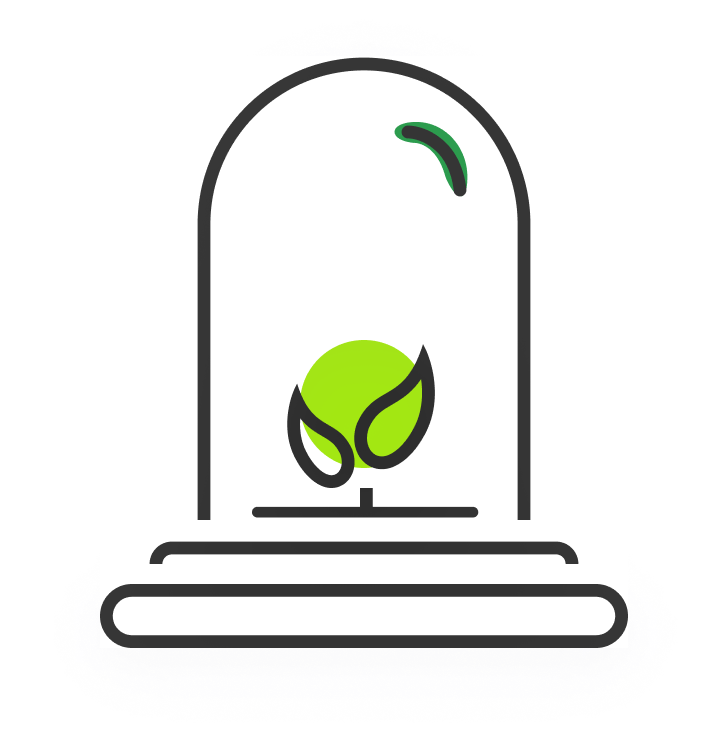 open-incubator logo: a transparent glass containing a small green seedling.